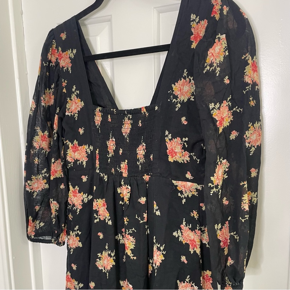 Free People Sea Glass Floral Cottagecore Prairie Bohemian Floral Midi Dress - Picture 10 of 13